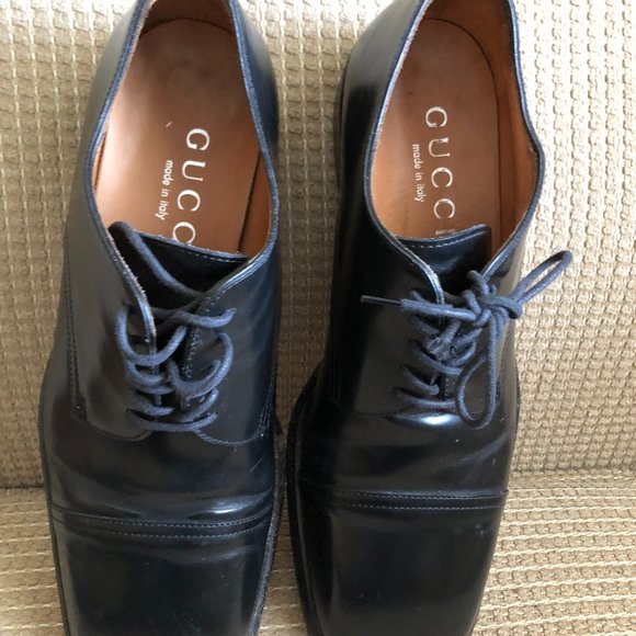Gucci Men's Black Leather Oxford Shoes . - Picture 14 of 15